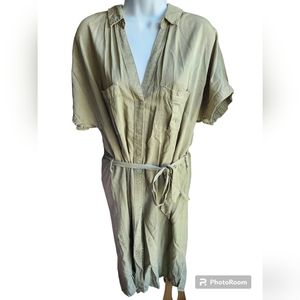 &Denim H&M Olive Green Collared Button Dress Size 6